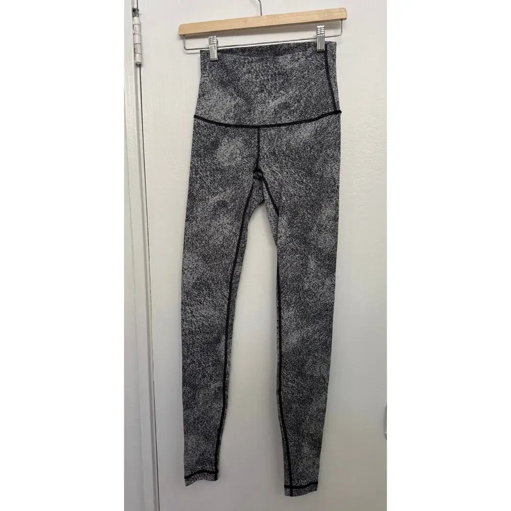 Lululemon Wunder Under Pant (Hi-Rise) Luon Spray Jacquard White Black Size 6
